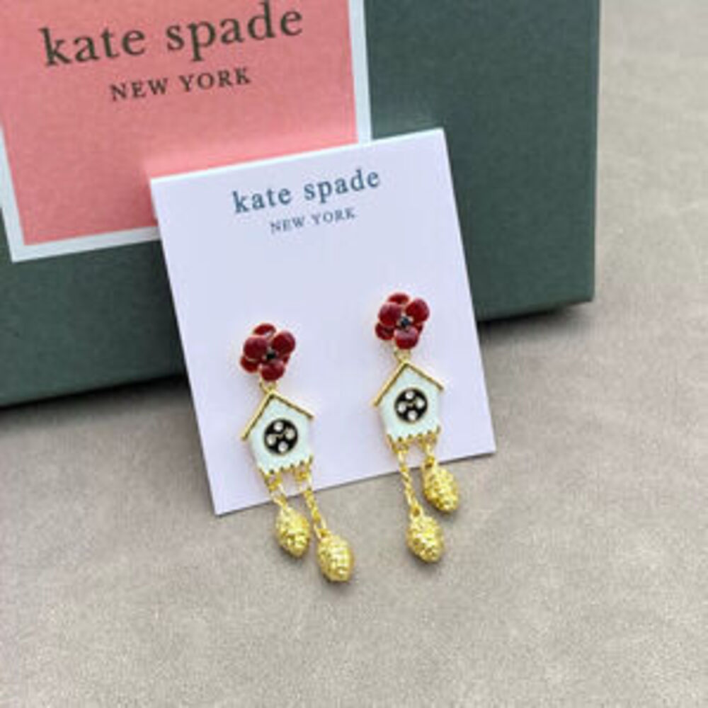 kate spade Hand Painted Enamel Mini House Flower Long Tassel Earrings